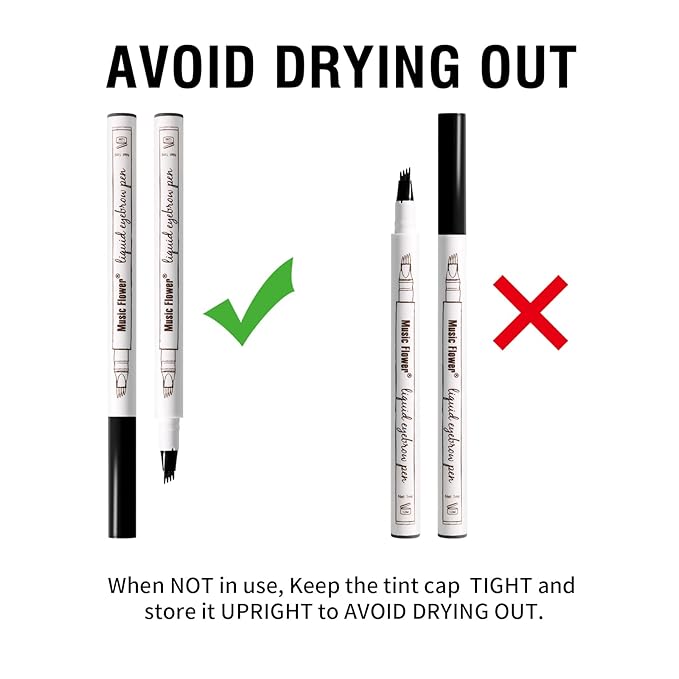 Music Flower Eyebrow Pencil, Liquid Eyebrow pen, Smudgeproof Long Lasting Fine Sketch Brow Pen with Micro-Fork Tip,Waterproof Microblading Pen-Black