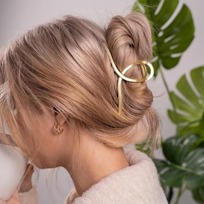 CAKURE Metal Claw Clips Gold Hair Clips Large Hair Claws for Thick Hair Accessories for Women (Pack of 2)