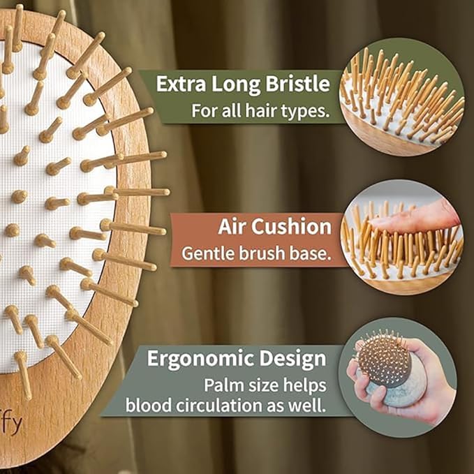 Uffy Acubrusher – 24K Gold-Plated Gua Sha Hair Brush | Ergonomic Scalp Massager for Dandruff & Hair Growth | For All Hair Types | Ideal Gift Choice in Violet Purple