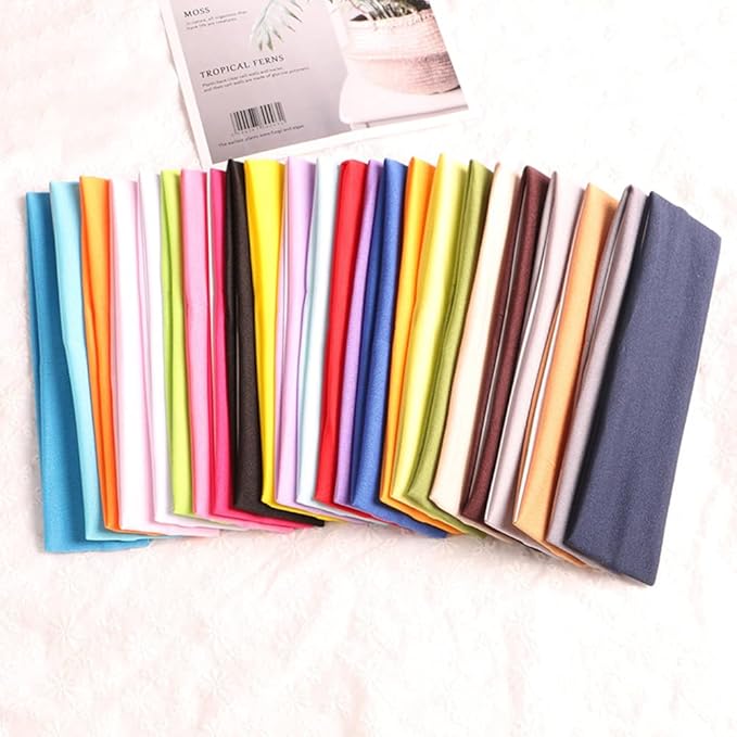 Yoga Sports Headbands,Pack of 24,Soft Elastic Stretchy Athletic Headband Workout Gym Sports Fitness Hair bands