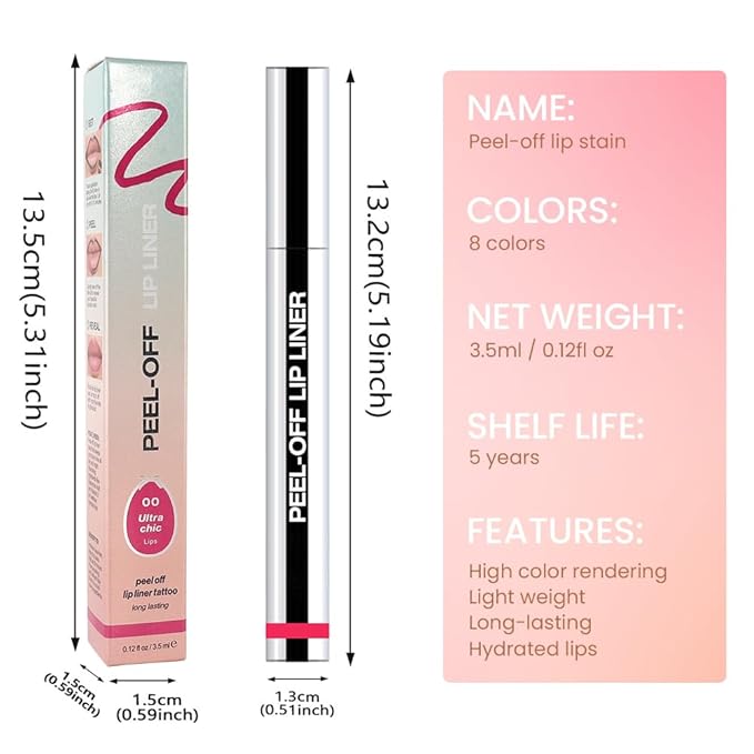 Matte Liquid Lip Stain Peel Off Lip liner Tattoo, Delicate Pink Matte Peel Off Lip Stain, Long Lasting Waterproof Lipstick Lip Gloss Stain, Transfer-proof for All Skin Types 0.12 fl oz 00#