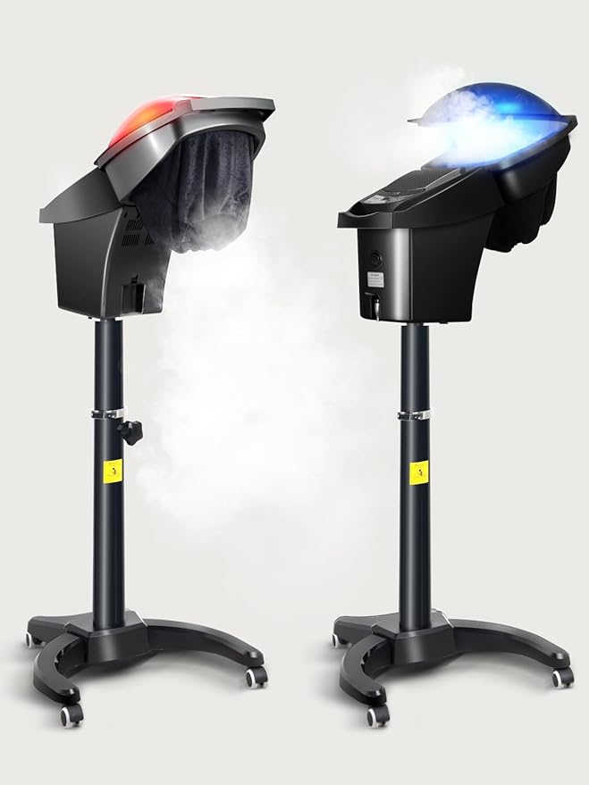 Icoget Hair Steamer for Deep Conditioning w/7 Color Light & Ozone, Micro Mist Scalp Hydration Steamer for Hair Treatment for Natural/Black Hair w/Adjustable Temp, for Barber