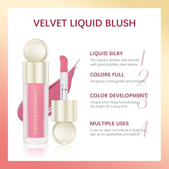 2 Colors Liquid Blush,Soft Cream Face Blush, Dewy Cheek Tint, Long Lasting Natural Matte Finish Looking,Moisturizing Lightweight Blendable Feel (02-HAPPY / 04 - LOVE)