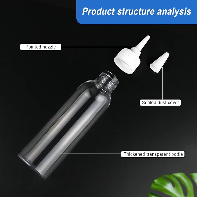 TRENDBOX 4oz / 120ml Plastic Bottle Pointed Mouth Top Cap for Essential Oils, Liquid - 12 Pack