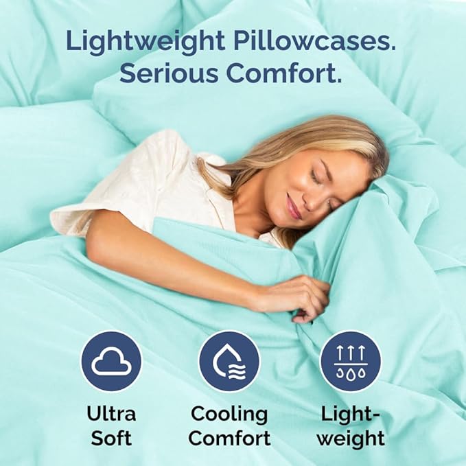 King Pillow Cases Set of 2 - Ultra Soft Hotel Quality Pillowcase Covers - Comfy, Cozy & Wrinkle Free - Shrinkage, Stain and Fade Resistant - Machine Washable Pillow Protectors - 2 Piece Set - Spa Blue