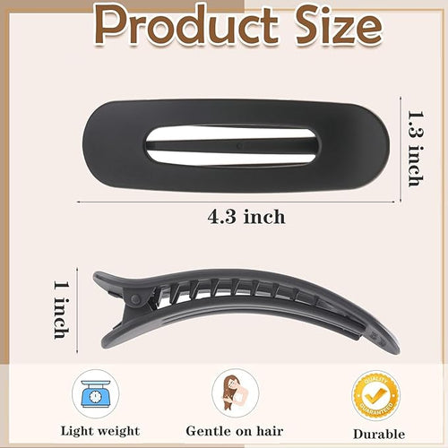 5 PCS Flat Hair Clips, Medium Lay Flat Claw Clips for Women Girls, Stylish Matte Non-slip Hair Claws for Thick Thin Hair(Black&Brown)