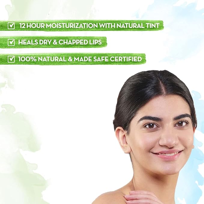 Mamaearth Nourishing Rose Tinted Natural Lip Balm | 12 Hour Moisturization with Castor & Rose Oil | Relieves Dry, Cracked Lips & Makes Lips Soft & Supple | 0.07 Oz/2g