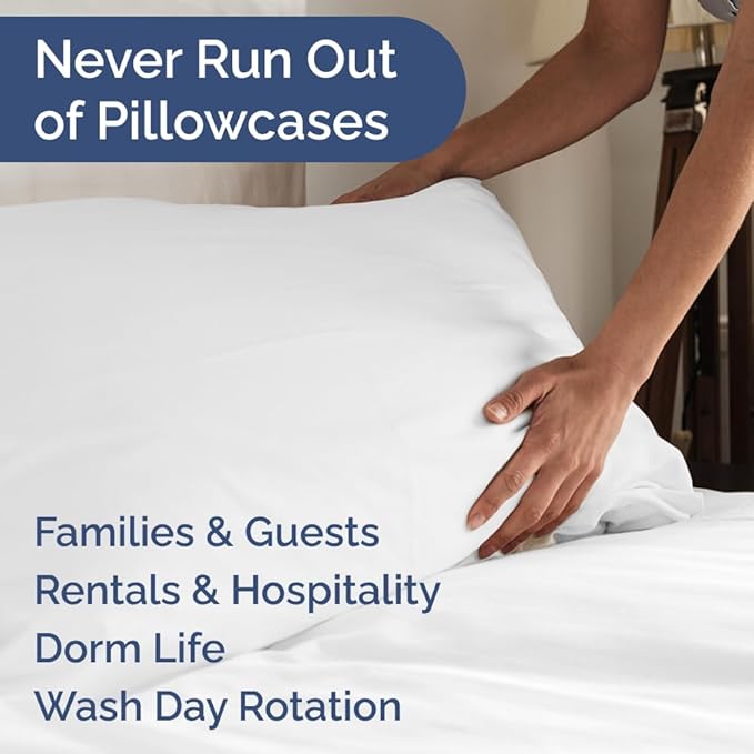 King Pillow Cases Set of 6 - Ultra Soft Hotel Quality Pillowcase Covers - Comfy & Wrinkle Free - Shrink, Stain and Fade Resistant - Easy-Care, Machine Washable Pillow Protectors - 6 Piece Set - White