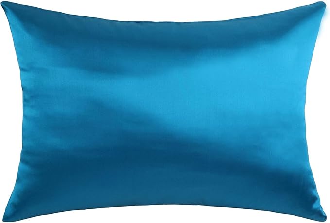 USA Made 100% Silk Pillowcase Peacock, Certified 6A Grade 22 Momme Mulberry Silk Pillow Case for Women Hair and Skin Protection, Anti Face Wrinkle, 1 Pc 20"x26" (Standard, Peacock Blue)