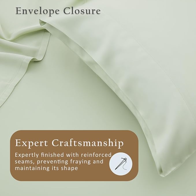TOSMO Luxury Pillow Case Set of 2 - Cooling Viscose Derived from Bamboo, Oeko-TEX, Breathabl Silky Soft Pillow Cases with Envelope Closure (King / 20x40, Light Green)