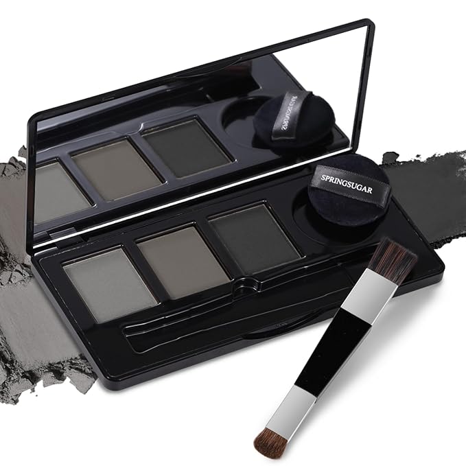 Root Touch Up Hair Color – 3 Color Blendable Hairline Powder for Gray Coverage, Root Cover Up & Thinning Edges – 48H Sweat Resistant, Natural Finish for Women & Men – Black