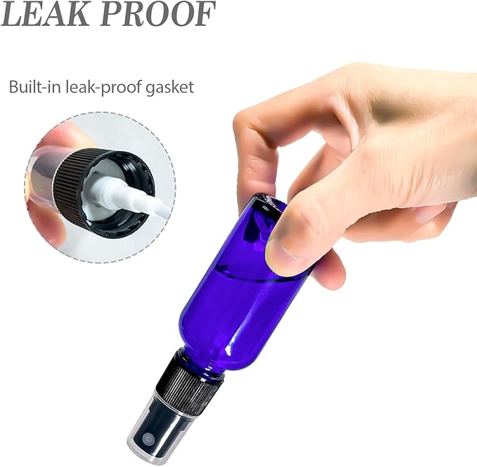 1 oz Glass Blue Spray Bottles,Small Empty Fine Mist Refillable Travel Spray Bottle for Cleaning,Perfume,Aromatherapy,Cosmetic Sprays,Hair,Essential Oils with Fine Mist Dispenser（3 Pack）