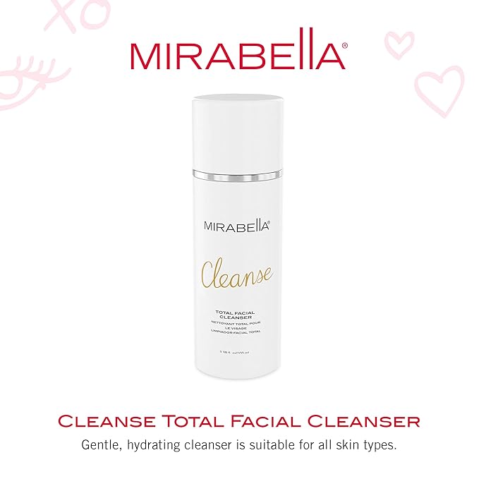 Mirabella Cleanse Total Facial Cleanser - Hydrating Gentle Cream Cleanser for All Skin Types - Face Cleanser & Makeup Remover - Face wash for Sensitive Skin & Oily Skin Formula