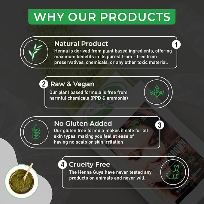 1 Pack Of Medium Brown Henna Hair & Beard Color/Dye 100 Grams - Natural Hair Color, Plant-based Hair Dye - The Henna Guys