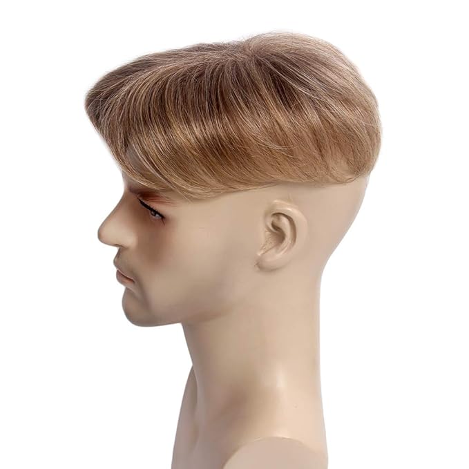 H&Bwig Men Short Toppers Hairpiece Clip in Hair Extensions for Covering White Loss Hair Toupee (Blonde)