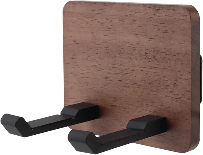Wall Mounted Hair Dryer Holder, 4.7 * 3.7 Inch Square Shape Walnut Wood Shelf Aluminum Hairdryer Holder,Bathroom Hair Dryer Stand Drill Install (Square Shape Walnut Wood, 1)