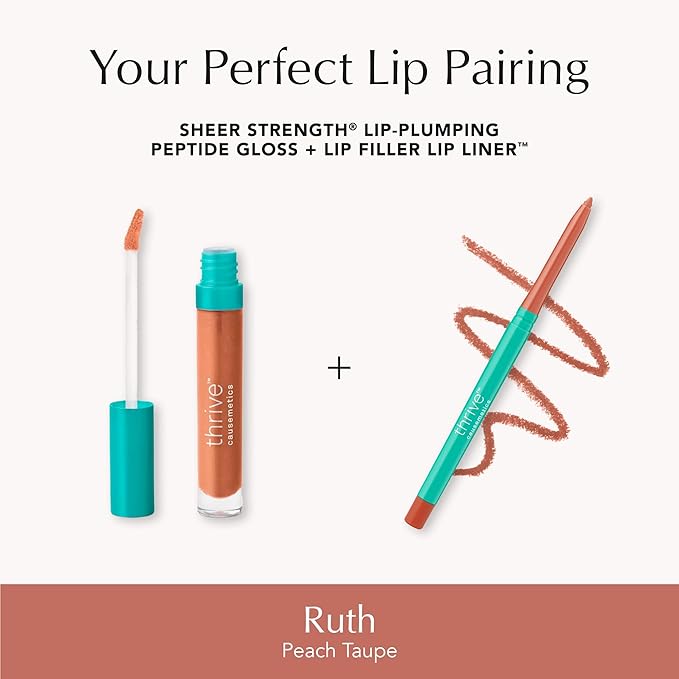 Thrive Causemetics Lip Filler Long-Wearing + Plumping Lip Liner, Shea Butter Hydrating Lip Plumper Retractable Lip Liner Pencil, Built In Sharpener, Vegan & Cruelty Free, Ruth (Peach Taupe)