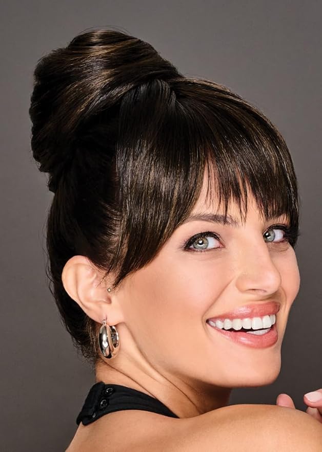 Hairuwear Hairdo Trendy Fringe and Bun Hairpiece With Fashionable Bangs and Side Piece, SS19/23 Rooted Biscuit