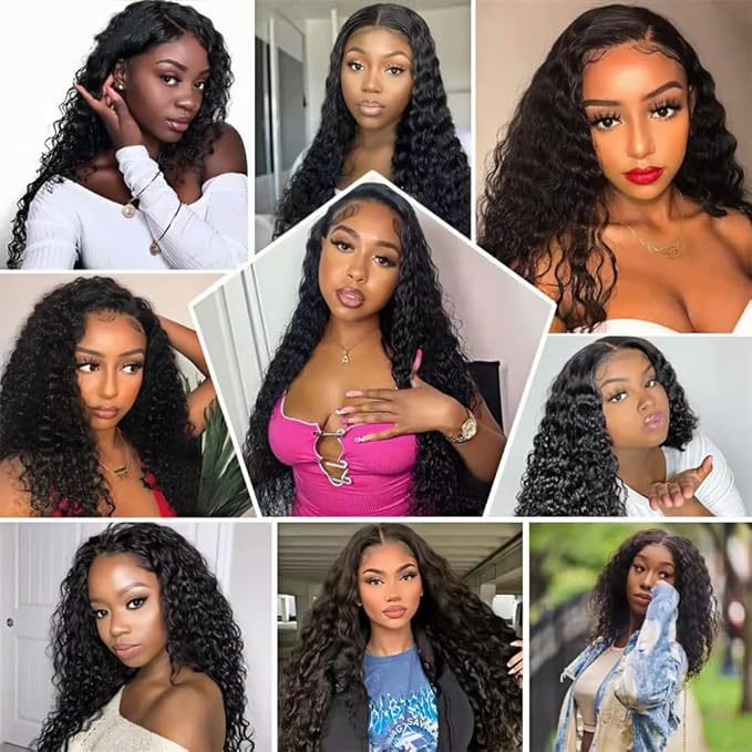 Human Hair Bundles Natural Black Deep Wave Bundles 24 Inch Double Weft Real Remy Color 1B Hair Weave Grade 8A Brazilian Virgin Remy Hair Extensions For Woman