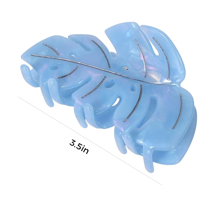 Sky Blue Leaf Hair Claw Clip 3.5 Inch Strong Grip Hair Clip French Design Women Girls Hair Styling Accessories for Thick Thin Hair