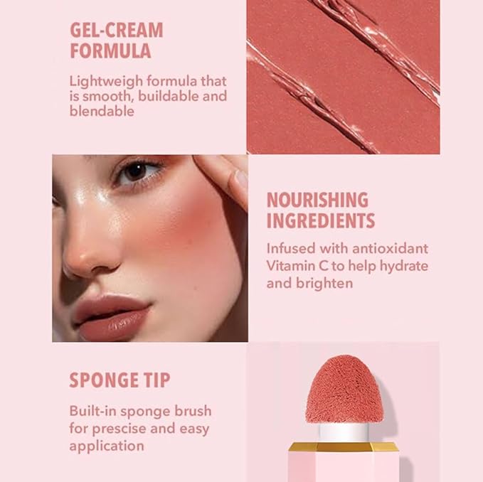 Liquid Blush Makeup, Cream Blush for Cheeks, Waterproof Long Lasting Blush Face Makeup Multi-Use Blush Beauty Wand for Cheeks & Lip Tint Natural Cream Blusher Makeup for All Skin Tones(#01 Love cake)