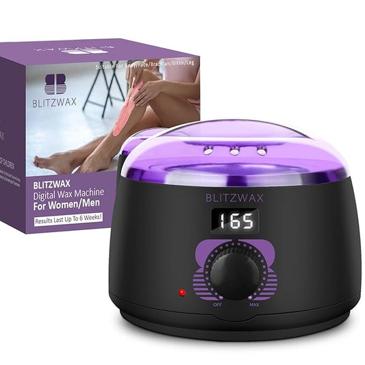 BLITZWAX Brazilian and Bikini Wax Pot for Women, Hard Waxing Warmer for Face, Legs and Body, At Home Hair Removal Machine, Beginner Friendly, Digital Fast Heating, 16oz Capacity