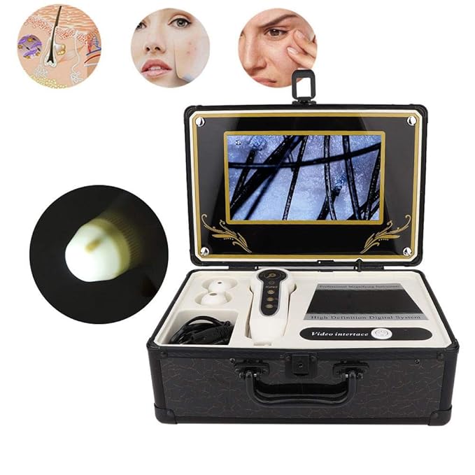 Hair Analyzer Machine, Hair Scalp Skin Oil and Analysis LCD Screen Hair Skin Analyzer Machine 50X 200X Skin Hair Scalp Detector Analyzer Microscope Skin Care Tool(US)