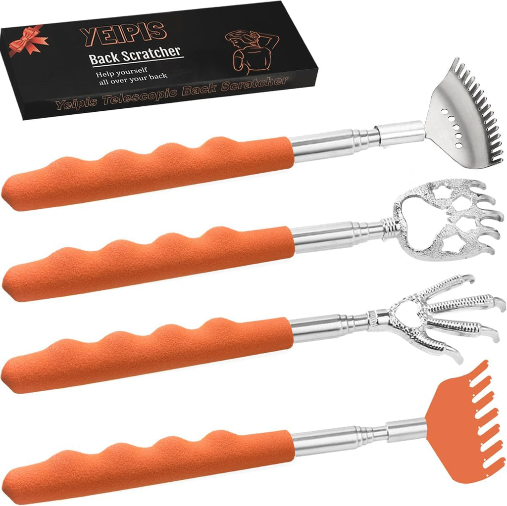 4-Piece Extendable Back Scratcher Set with Rubber Handles