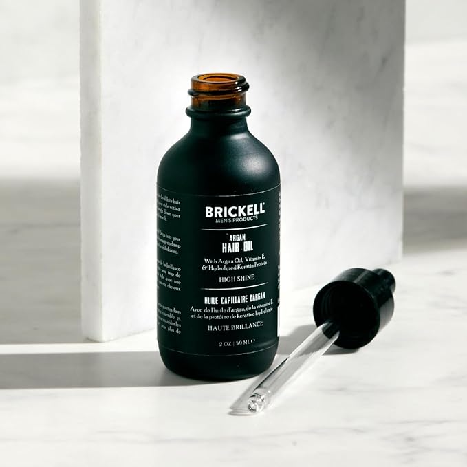 Brickell Men's Argan Oil for Hair, Natural and Organic Hair Oil For Men, Lightweight Hair Treatment, 2 Ounce, Scented