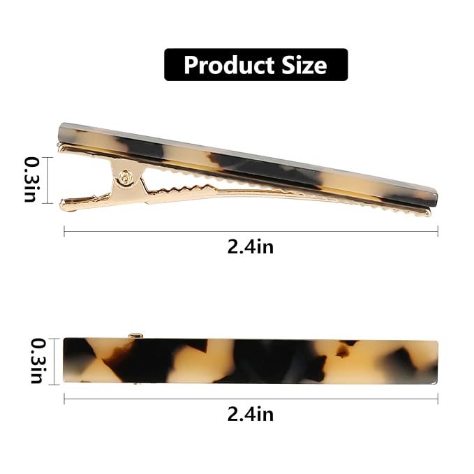 Cobahom 6 Pack Leopard Print Tortoise Shell Metal Hair Pins, Duck Teeth Hair Clips for Styling Women's Hair 2.36 Inch