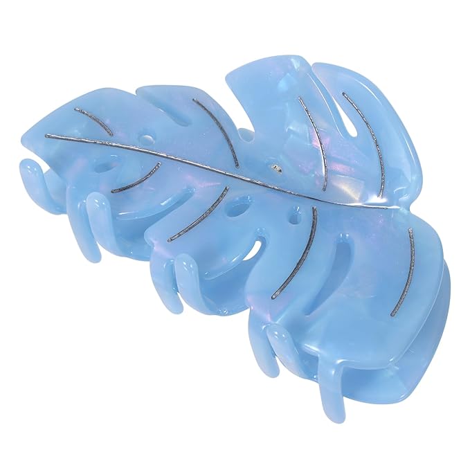 Sky Blue Leaf Hair Claw Clip 3.5 Inch Strong Grip Hair Clip French Design Women Girls Hair Styling Accessories for Thick Thin Hair