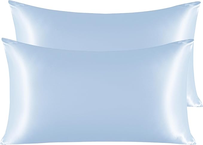 NTBAY 2 Pack Satin King Pillowcases for Hair and Skin, Luxurious and Silky Pillow Cases with Envelope Closure, 20x36 Inches, Aqua