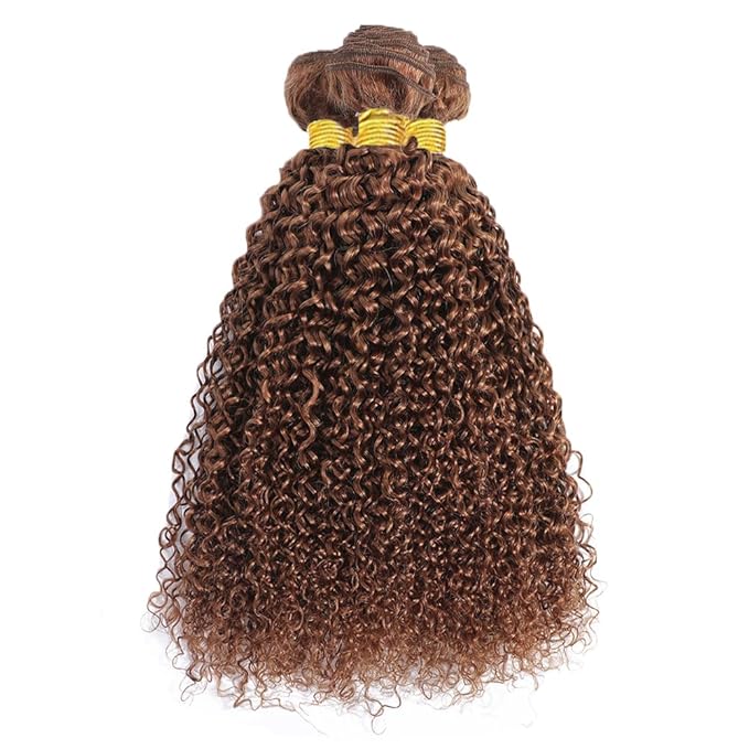 Light Brown Bundles Human Hair Color #30 Water Wave Bundle Niegmeag Brazilian Virgin Hair 3 Bundles 12 14 16 Inch Double Weft Light Brown Wet and Wavy Bundle