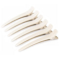 AIMIKE 4.8" Hair Clips for Styling – Built-In Silicone Band Duckbill Hair Clips, No-Crease Sectioning Clips for Thick, Curly Hair, Ideal for Makeup, Hairstyling & Rollers, 6-Pack, Desert Titanium
