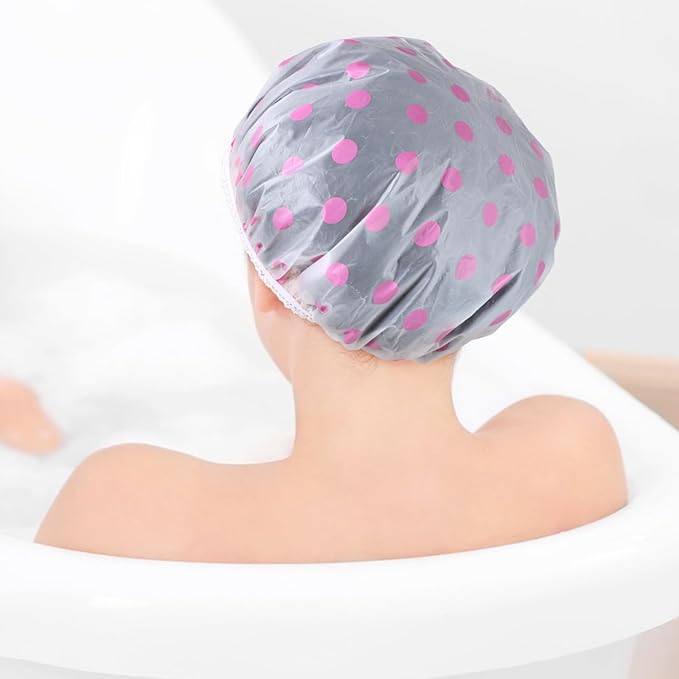 Pengxiaomei 6 Pcs Shower Cap, Hair Cap Reusable Waterproof Shower Caps for Women Men Kids