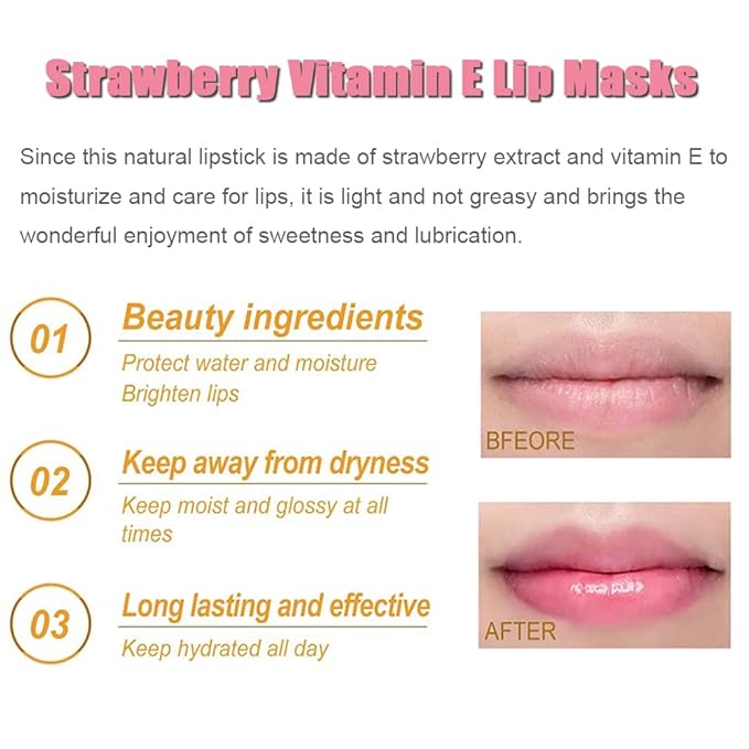 Strawberry Lip Balm Honey Pot, Hydrating Prevention Dry and Cracked Lip Scrubs Exfoliator, Reduces Lip Lines, Moisturizing Lip Balm Sleeping Lip Mask