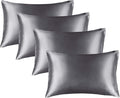 BEDELITE Satin Pillowcase for Hair and Skin, Super Soft Similar to Silk Pillow Cases 4 Pack with Envelope Closure, Cooling Pillowcases for Women Men (20"x30" Queen Size, Dark Grey)