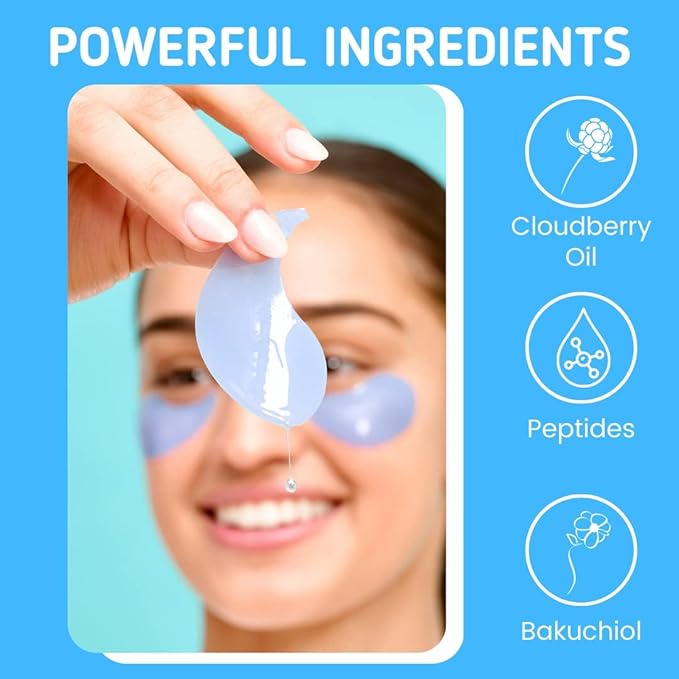 Patchology Iced Cooling Under Eye Mask Patches with Peptides, Cloudberry Oil and Bakuchiol. Cool eye gels to firm skin and soothe, reduce fine lines and under eye bags 5 Pair