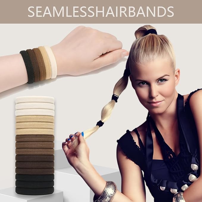 Hair Ties for girls 4 popular styles Hair Elastics (15pcs No Damage Hair Ties 50pcs High Elastic Ties 15pcs Ponytail Holders 12 Satin Scrunchies) Pain-free No Crease multiple colors for all hair types