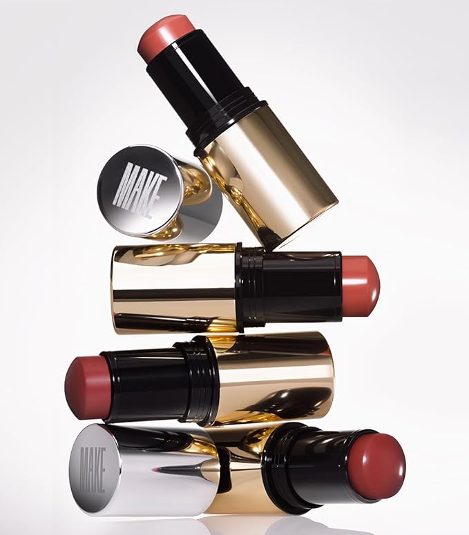 MAKE Beauty Heat Stroke Cream Blush Stick for Cheeks with Natural Hydrating Dewy Finish. Creamy Gel Blush Balm - Shade Flare, Warm Rose Cheek Tint