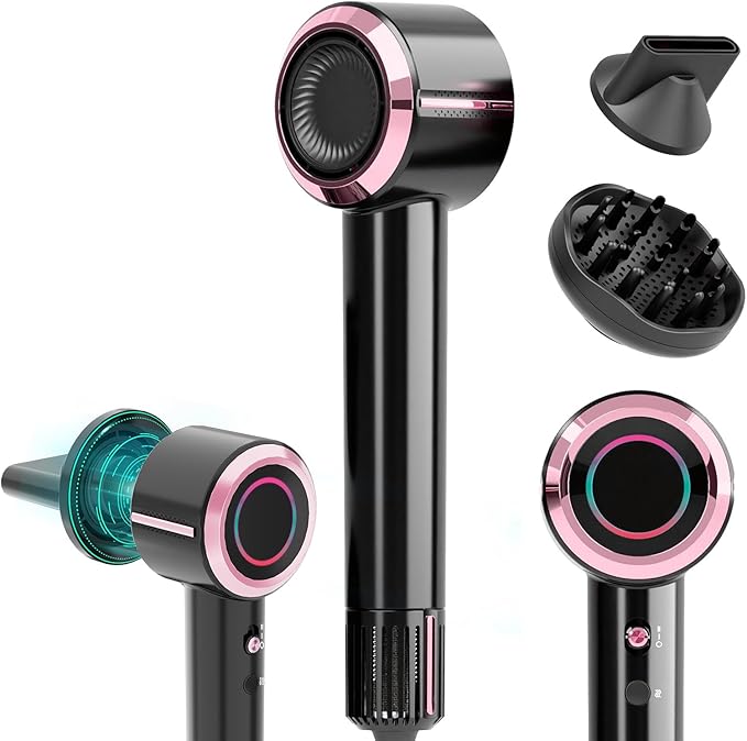 CINOSTAR Hair Dryer, Fast Drying Blow Dryer with Diffuser, with 110, 000RPM Brushless Motor&Ionic Technology No Heat Damage, Lightweight for Women and Travel, Low Noise, Black