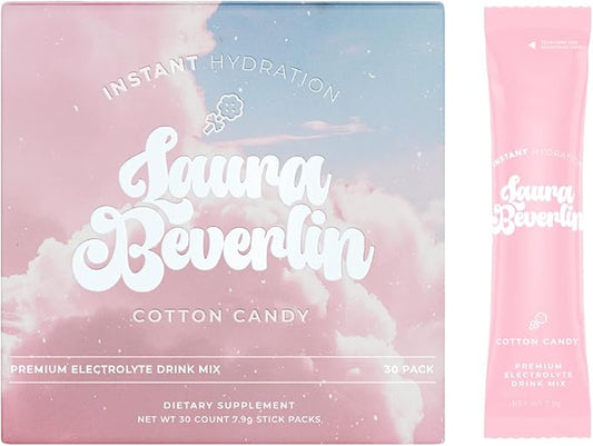 Instant Hydration Electrolytes Powder Packets - Cotton Candy Drink Mix - Zero Sugar - Keto, Vegan, Gluten-Free, Non-GMO - Boost Recovery, Brain Health, Muscle & Tissue Support- 30 Sticks