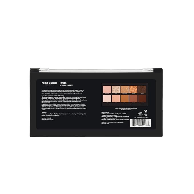 Profusion Cosmetics 10 Shade Eyeshadow Palette - High Pigmented Multi-Finish Colors, Vegan & Cruelty-Free, Create Stunning Looks On-the-Go - Travel-Friendly & Versatile Makeup, Nudes