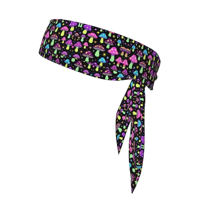 Men Women Sports Sweat Bands, Multifunction Long Head Ribbon for Yoga Workout Shower, Fashion Goth Gothic Magic Hippie Trippy Mushroom Headwear Hair Decor