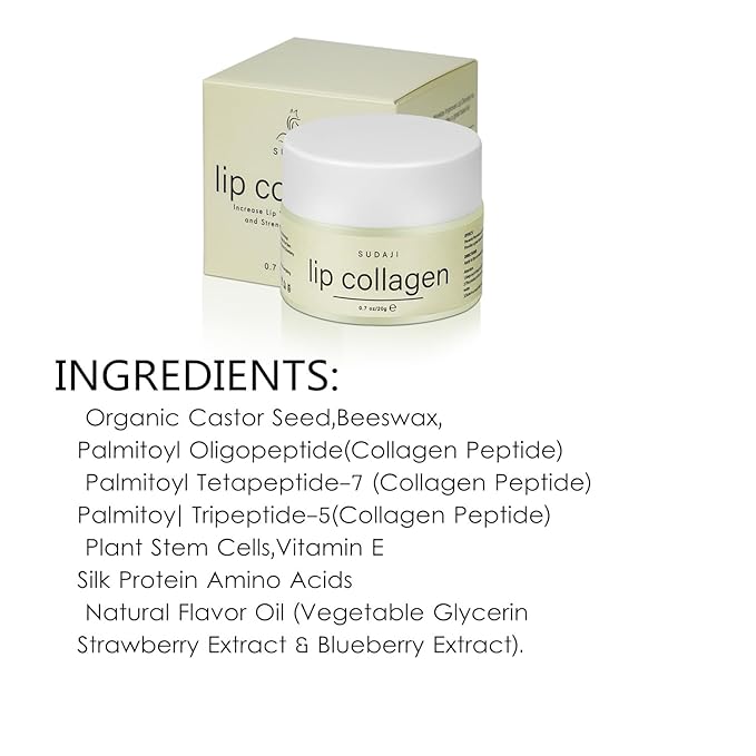 Lip Collagen + Peptide Complex, Collagen Lip Balm with Vitamins E, A -Lip Butter to Nourish & Hydrate Dry Cracked Lips, Moisturizing Lip Mask Overnight, Gentle exfoliating Lip Butter Balm