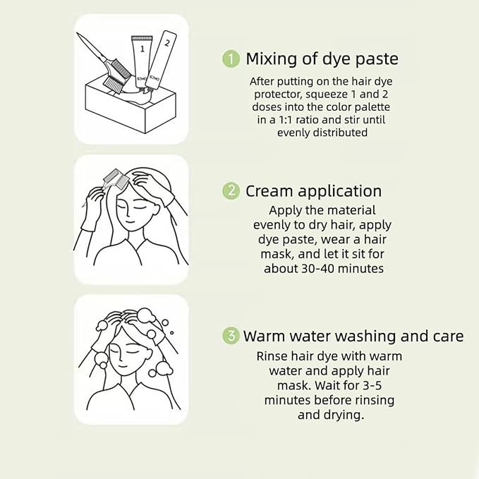 Long-Lasting Botanical Essential Oil Hair Dye,Mild Formula Long Lasting Hair Dye Set,Plant-Based Hair Color for Gray Coverage (Natural Black)