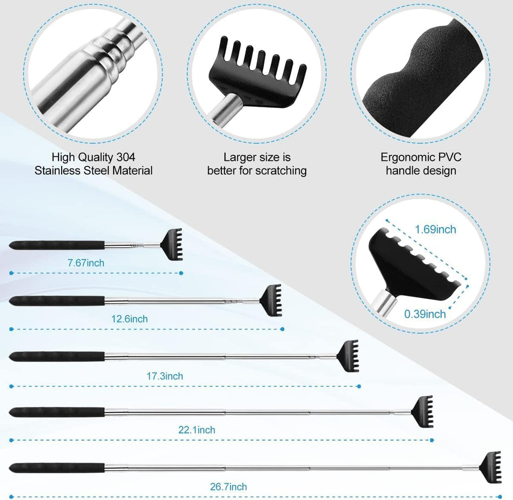 4-Piece Extendable Back Scratcher Set with Rubber Handles