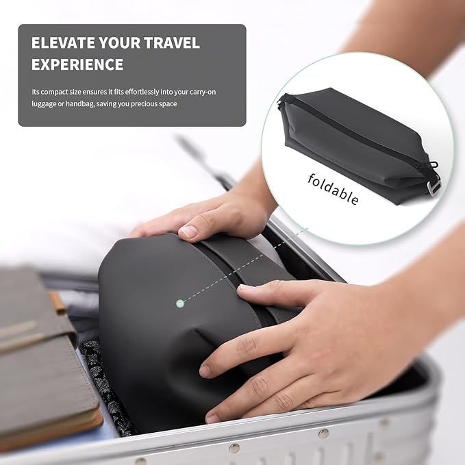 6"x 9.84" 4.5L Large Silicone Toiletry Bag,Waterproof Leakproof Foldable Travel Organizer,Dopp Kit Alternative for Men & Women,Black