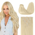GOO GOO Clip in Hair Extensions Real Human Hair, Remy Human Hair Extensions Clip ins for Women, Natural Human Hair, 16inch 110g 7Pcs, 60A Platinum Blonde