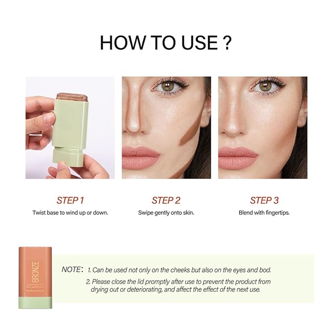 Multi-Purpose Makeup Blush Stick, 3-in-1 Beauty Tinted Solid Blush Stick For Cheeks, Lips And Eyes Waterproof Natural Cream Blush Stick With Long-Lasting Moisturizing Formula (#2Soft Glow)